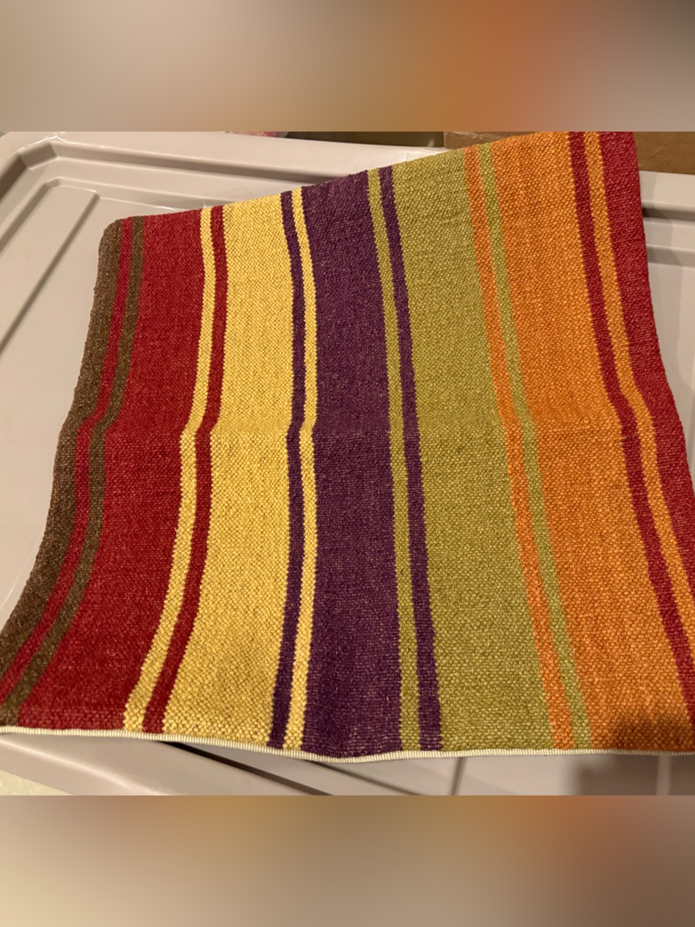 NWOT Pottery Barn Bold Stripe Kilim Pillow Cover. 18, Multi Color